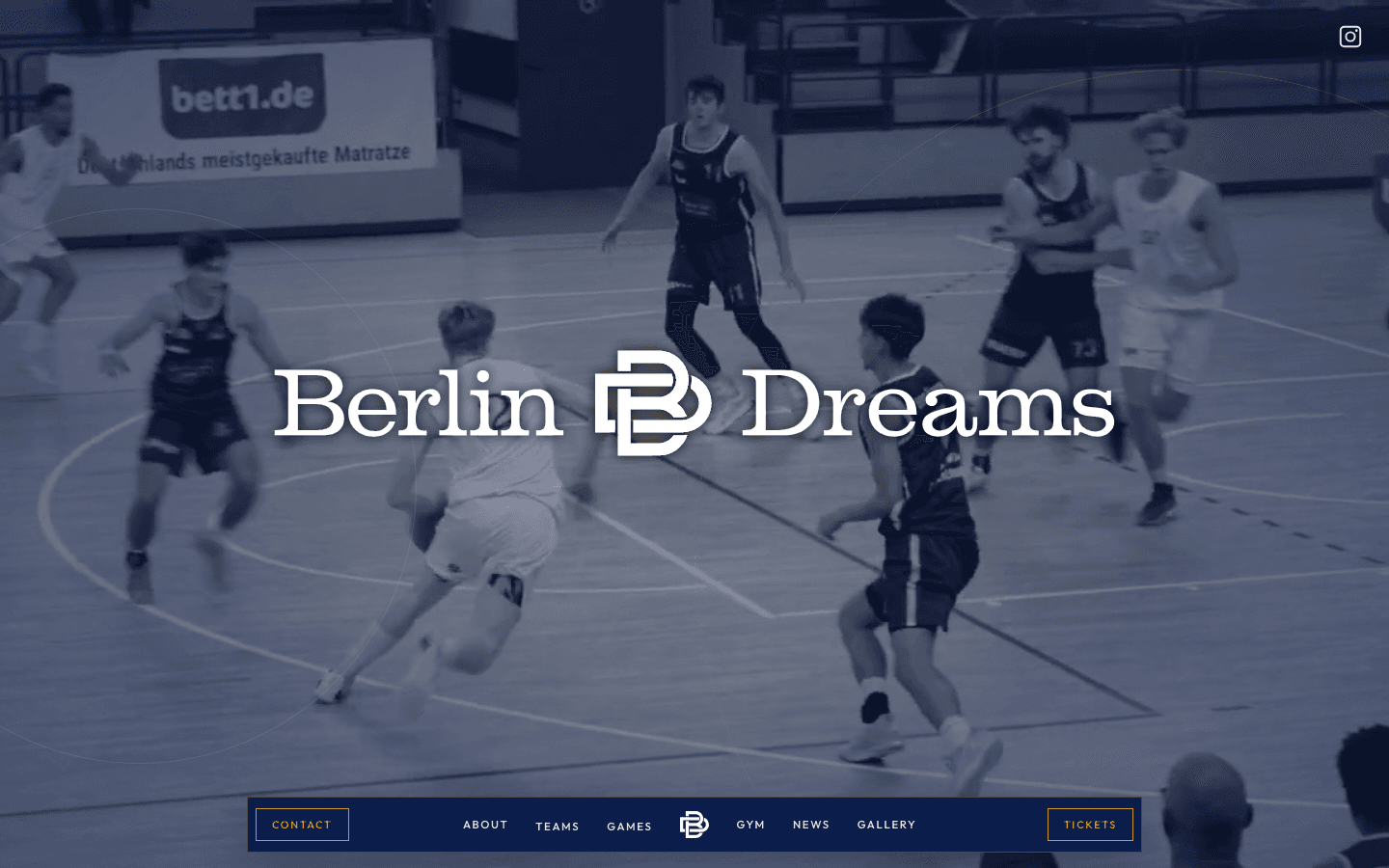 Screenshot der Berlin-Dreams-Startseite: Wortmarke über dem Heimspiel